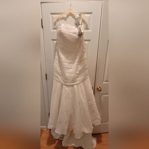 Forever Yours One Shoulder Beaded Accents Ivy Wedding Dress with Train - Size 20